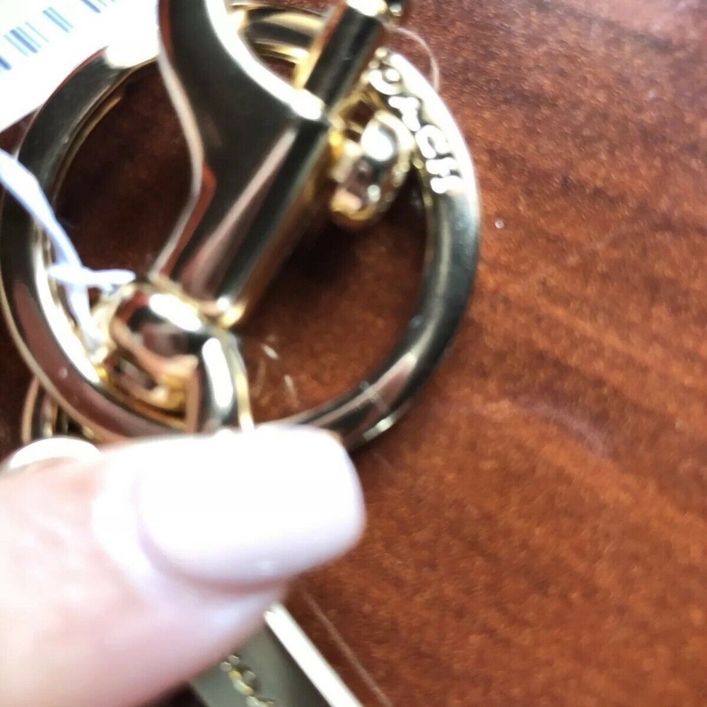 Coach Split Key Ring, Pink Studded Leather Heart - Picture 2 of 7
